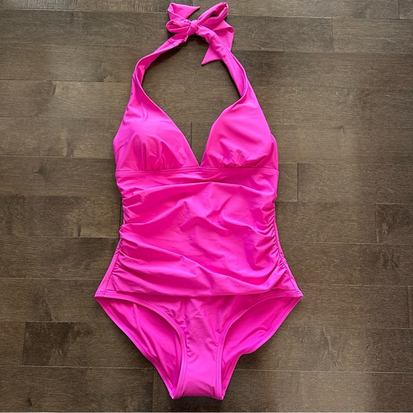 DNKY Other - NWT DKNY Halter One Piece Swimsuit Hot Pink Tummy Control Vacation Resort Med